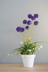 Flowers on wooden table