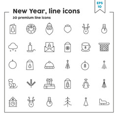 New Year  thin line icon. Vector illustration symbol elements for web design and apps.