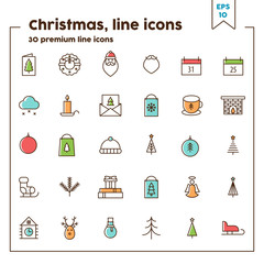 Christmas  thin line icon. Vector illustration symbol elements for web design and apps.