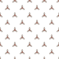 Mistletoe thin line pattern background. Christmas and New Year celebration.