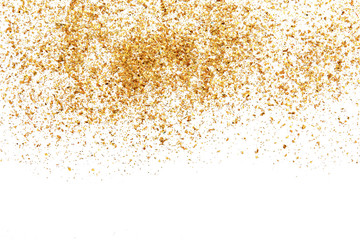 Golden glitter texture on white abstract background