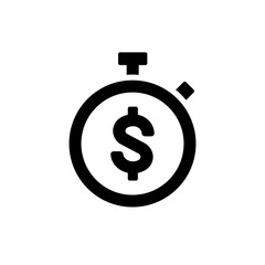 stopwatch with dollar sign vector icon, dollar stopwatch flat icons isolated on white background. time is money business concept