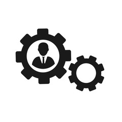 Man and cog vector icon