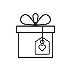 Gift Box vector outline icon. Valentine's Day concept linear symbol