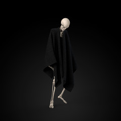 3D Illustration of a Sad skeleton on a black background - 314893516