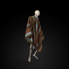 3D Illustration of a Sad skeleton on a black background - 314893554