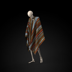 3D Illustration of a Sad skeleton on a black background - 314893560