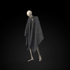 3D Illustration of a Sad skeleton on a black background - 314893592