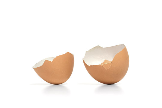 Egg Shell With Crack On White