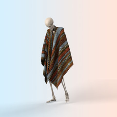 3D Illustration of a Sad skeleton on a color background - 314893928