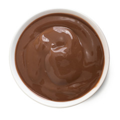 Chocolate dessert isolated on white background. Top view