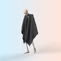 3D Illustration of a Sad skeleton on a color background - 314893952