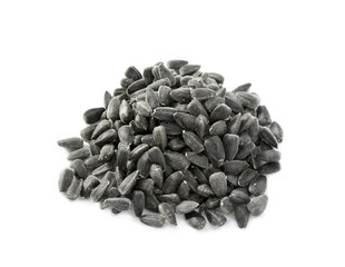 Sunflower black seeds pile isolated