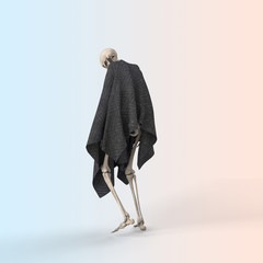 3D Illustration of a Sad skeleton on a color background - 314893986
