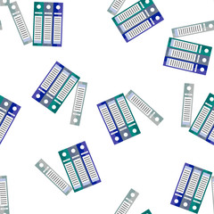 Fototapeta premium Vector icon color archive folder ring binders. Symbol of office life seamless pattern on a white background.