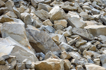 Sharp fragments of stones in the mountains on the rocks.