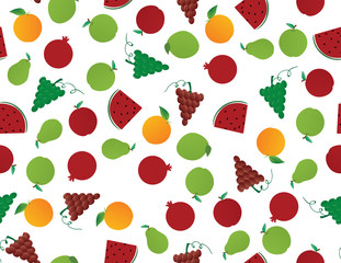 Colorful Fruits Pattern On White Background