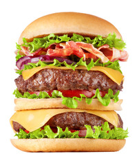 big hamburger isolated on white background
