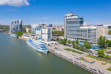 Fototapeta na wymiar ROSTOV-ON-DON, RUSSIA - MAY 2019: Riverport on the waterfront. Rostov-on-Don. Russia