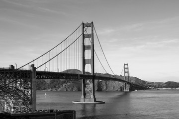 Fototapeta na wymiar The Golden Gate Bridge is landmark in San Francisco, California, USA. Tone black and white