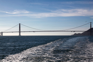 View of famous landmark the Golden Gate Bridge . San Francisco, California, USA