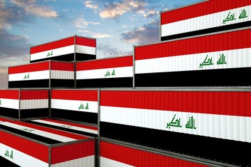 3D illustration Container with flag of Iraq