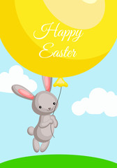 Happy Easter greeting card with сolorful bunny