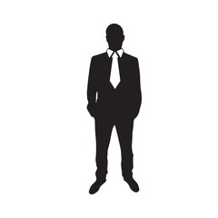 Businessman icon. man silhouette. Businessman in suit, isolated vector silhouette 