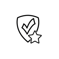 protect icon. secure  line style. Shield with star icon sign vector