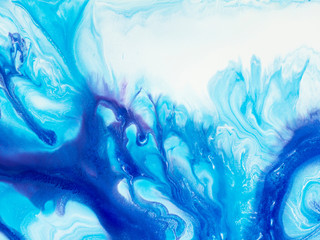 Blue creative abstract hand painted background, marble texture