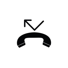 call icon.  missed call. line style icon.  black vector symbol of  telephone receiver