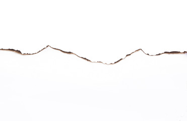 Paper burned old grunge on white background with clipping path.