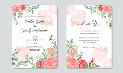 Fototapeta na wymiar romantic flower wedding invitation