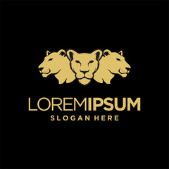 logo of three female lion head vector