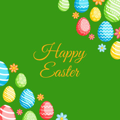 Happy Easter greeting card with сolorful eggs