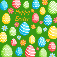 Happy Easter greeting card with сolorful eggs