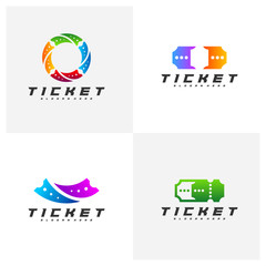 Set of Ticket logo design concept vector, Template, Creative design, Icon symbol
