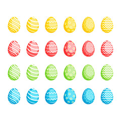 Set of Easter eggs with different colors and patterns