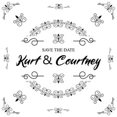 Classic ornament frame, vintage border set Premium Vector