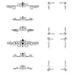 Classic ornament frame, vintage border set Premium Vector