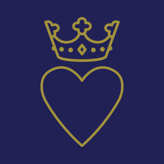  Heart and gold crown monarchy traditional victorian symbol love  © Irina