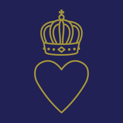  Heart and gold crown monarchy traditional victorian symbol love  © Irina