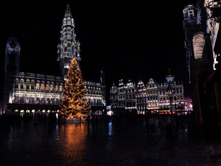 Panorama of the Grand Place, in Brussels, during the Christmas holydays