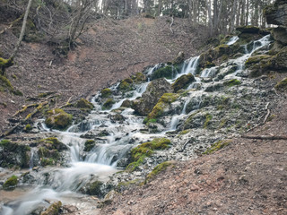 beautiful landscape with water cascade, long exposure method