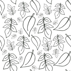 Monochrome leaves seamless pattern art design element stock vector illustration for web, for print, for fabric, textile, wallpaper, for cover