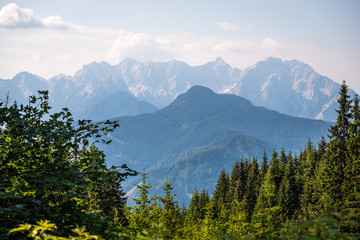 View to mountains Struglberg, Kärntner Storschitz to Kamnik–Savinja Alps