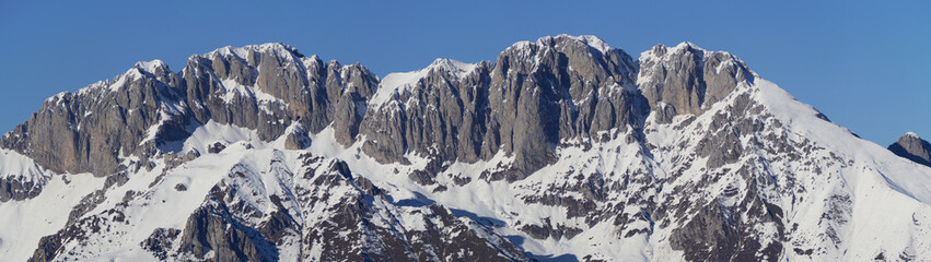 Presolana is a famous mountain range of the Italian Alps. Wonderful landscape in winter time with...