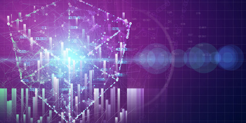 Abstract cubic algorithm futuristic concept. Quantum virtual cryptography. Business visualization of artificial intelligence. Blockchain. Big data.