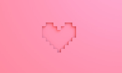3D render pixel heart background wallpaper