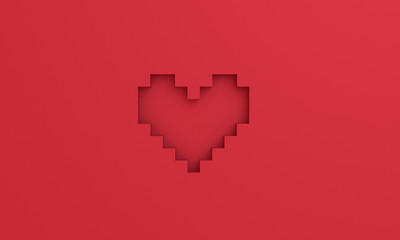 3D render pixel heart background wallpaper